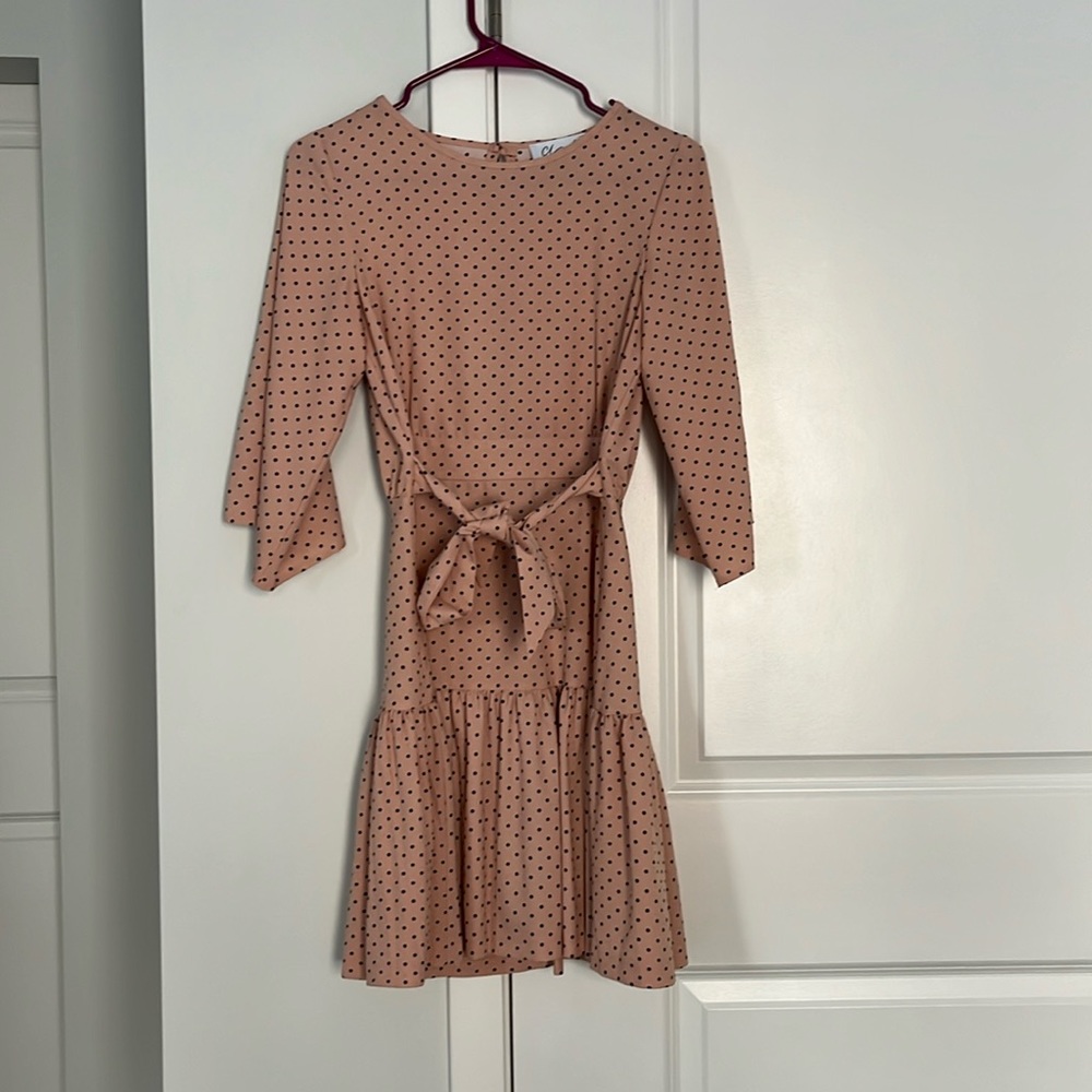 ModCloth/closet London Pink polka dot tiered dress